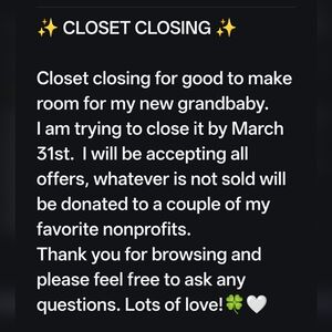 💥Closet Closing Announcement For March 31st💥